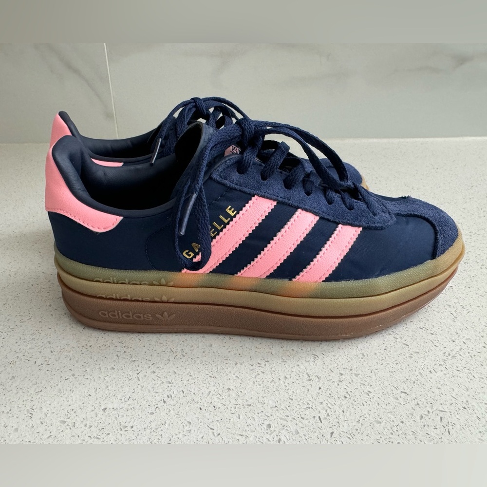 Adidas Gazelle Bold Platform Sneakers US Size 6 Dark Blue/Pink - Picture 3 of 8